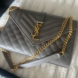 Yves Saint Laurent Gray Quilted Leather Chain Bag